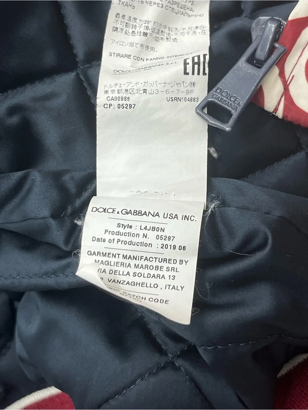 Dolce & Gabbana Burgundy Logo-Print Kids Puffer Jacket Boys Size 5